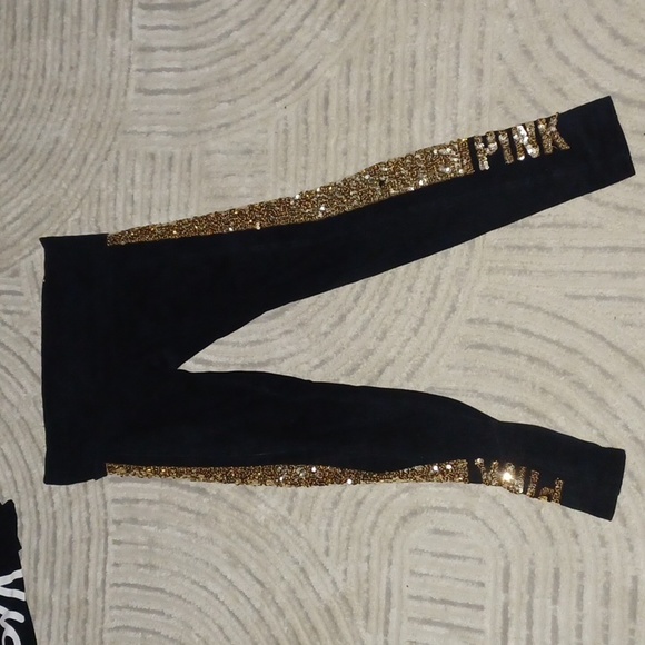 PINK Victoria's Secret Other - Victoria secret PINK black and gold sequin leggings size small